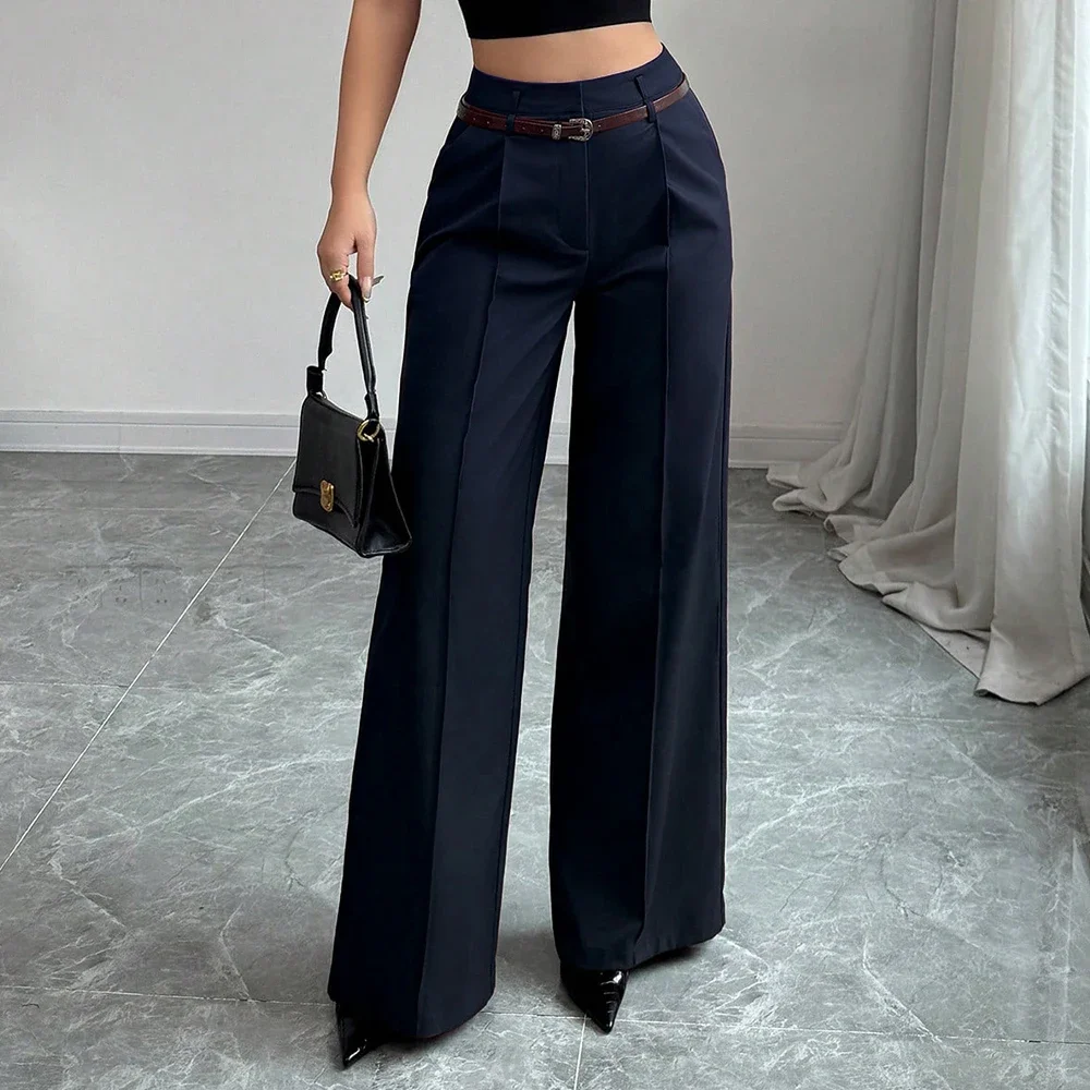 CPSYMYM Pants Summer Korean Comfortable Plain Full Length Wide Leg Vacation Pants For Women
