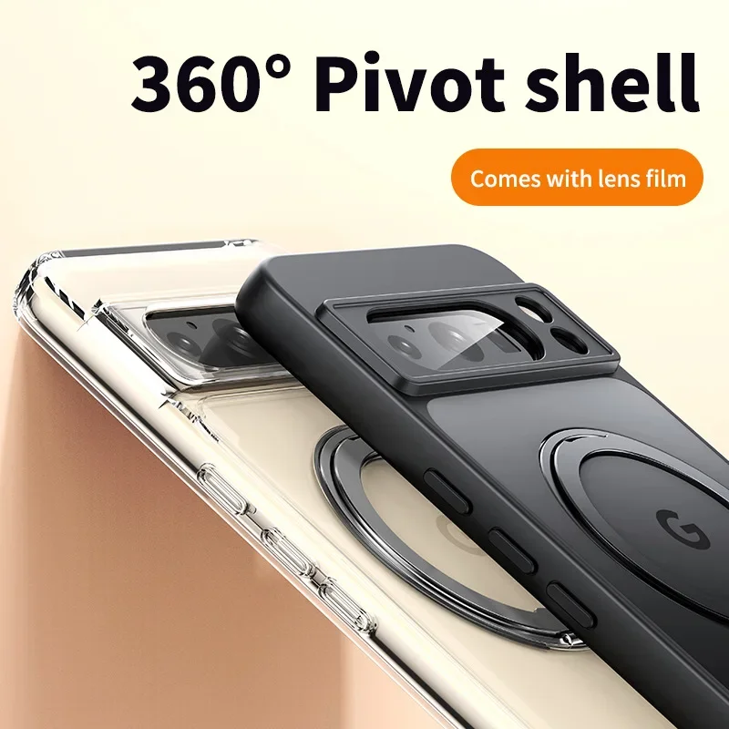 

Магнитное кольцо для Google Pixel 8 Pro Чехол для беспроводного зарядного устройства вращающийся Поддержка противоударные Чехлы для Pixel 8A Pixel8 Pixel8A