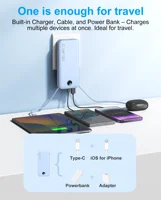 【Blue】12000mAh AC Wall Plug Power Bank with Built-in Dual Cables & Digital Display, Portable Charger for Smartphones 2