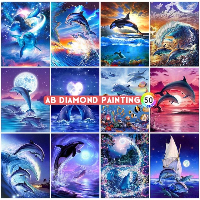 5d Diamond Painting Dolphins Full Diamond Mosaic Embroidery Cross Stitch  Diamond Painting Kits Animal Art Photo Home Decorations - AliExpress