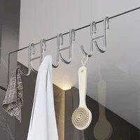 1/2 Pcs Shower Hook 304 Stainless Steel Glass Door Shower Hook Towel Rack Hooks Kitchen Bathroom Frameless Drilling-Free Hanger 2