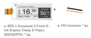 cinza preto e branco, e-ink tela, gdey029t94