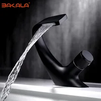 BAKALA อ่างล้างหน้าสีดำก๊อกน้ำร้อนเย็นห้องน้ำแตะสีดำ Chrome ห้องน้ำอ่างล้างหน้า Tap 1
