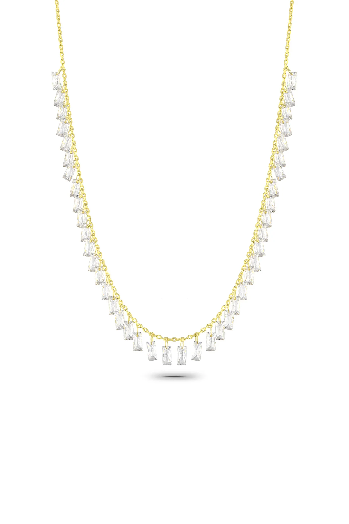 

Baguette Zircon Stone Gold Plated 925 Sterling Silver Pendant Necklace