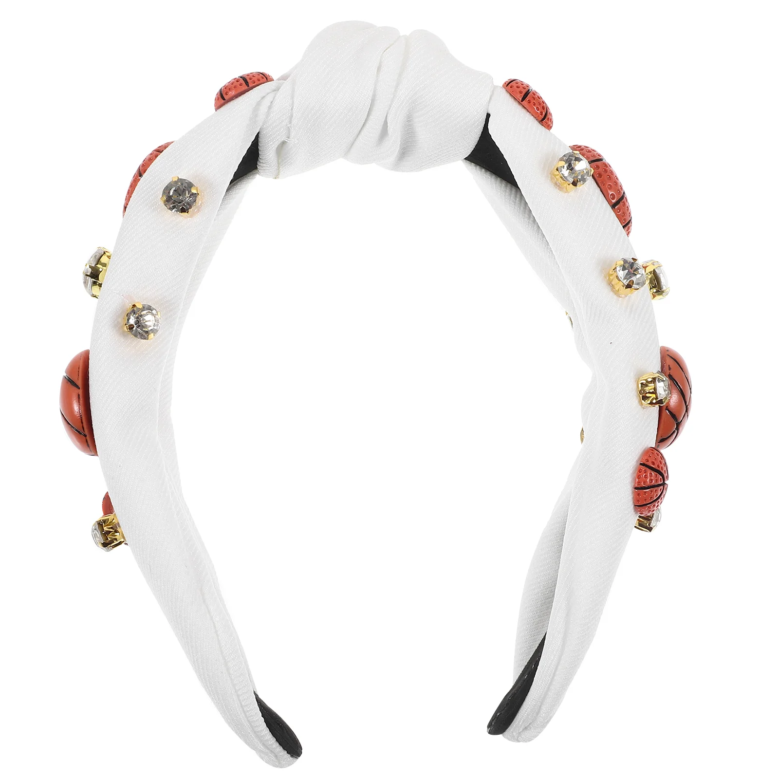 

Basketball Charm Knotted Headband Wide Twisted Headband Rhinestone Headband for Women
