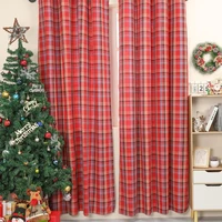 Green Check Plaid Curtains Farmhouse Style Gingham Curtain Christmas Decorative Adjustable Shades Rod Pocket Window Valances 2