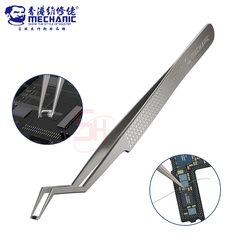 MECHANIC Aax-17 Non-magnetic Stainless Steel High Hardness Anti-Corrosion Precision Tweezers Electronic Component Repair Tool
