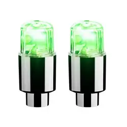Colorful LED Wheel Valve Caps - Illuminating Tire Accessories for Cars, Motorcycles, and Bicycles (2Pcs Green)