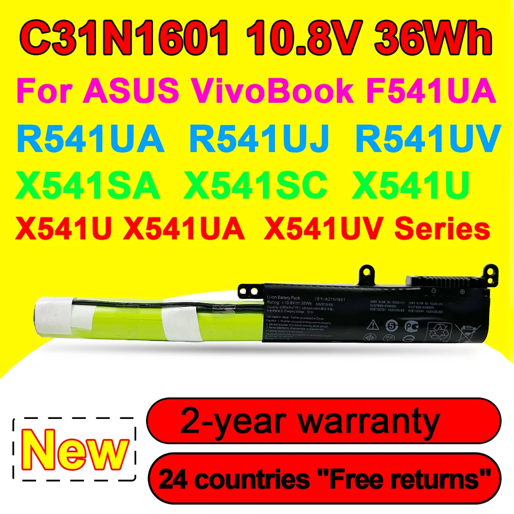 Nova bateria do portátil A31N1601 para ASUS