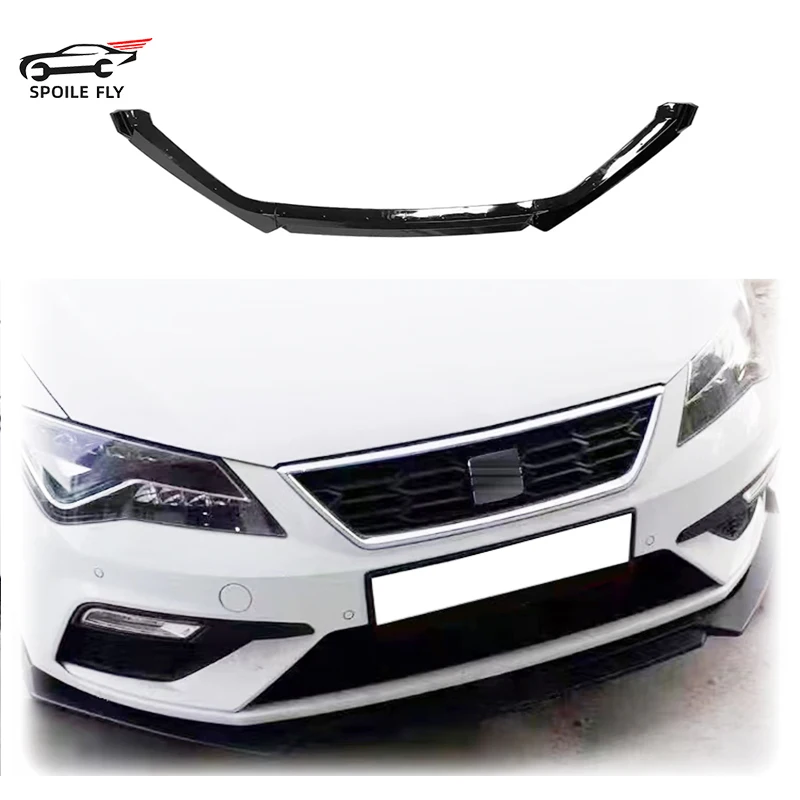 

For Seat Leon MK3 5F TDI TSI ST SC 2012-2020 High Quality ABS 3Pcs Spoiler Front Bumper Lip Glossy Black Or Carbon Fiber Look