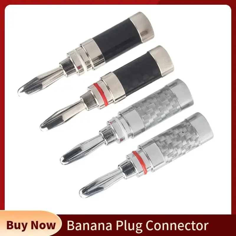 4 Spine A Banana Rodiate In Fibra Di Carbonio – Adattatori HIFI Per Cavi Altoparlanti