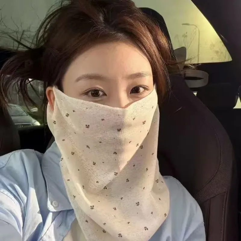 플로럴 프린트 귀걸이형 자외선 차단 페이스 넥 게이터 (여성용) UPF50+ UV 차단 쿨링 여름 스카프 통기성 방풍 풀 커버
