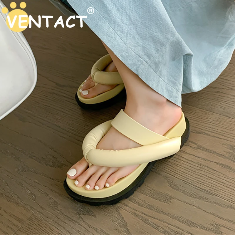

VENTACT Women Fashion Slippers New Platform Casual Slippers Clip Toe Flip Flops Beach Outdoor Slides Wedge Heels Sandals