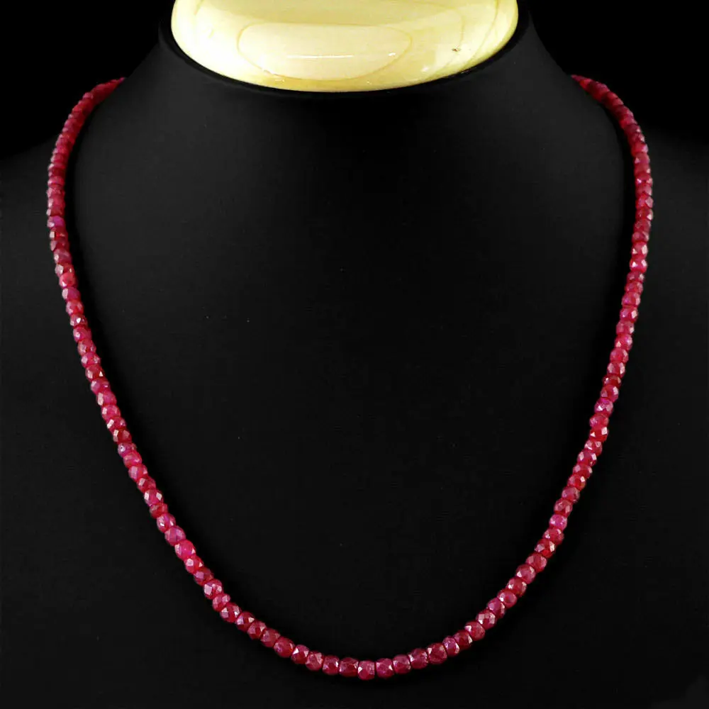 

2x4mm Natural Faceted Brazil Red Ruby Gemstone Beads Necklace 18'' AAA