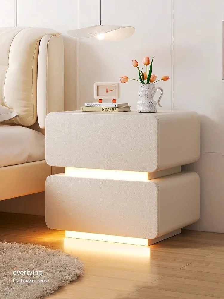 

Lin's wood smart bedside table, modern simplicity, light luxury, high-end bedside bedroom, 2023 Internet celebrity new model