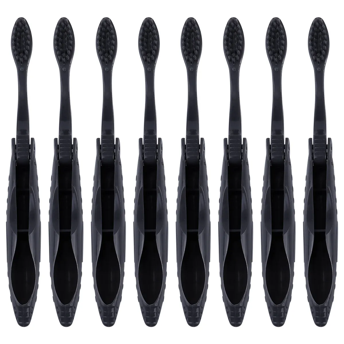 8Pcs 접이식 여행용 칫솔 휴대용 숯 브러시 캠핑 하이킹 및 일상 사용을 위한 인체공학적 미끄럼 방지 디자인