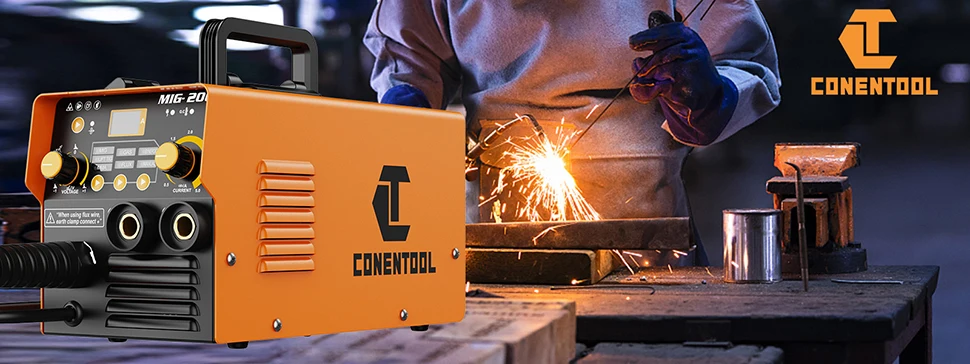 CONENTOOL 3 IN 1 MIG/MAG WIG/TIG MMA Schweißgerät 220 V IGBT Inverter Arc Elektroschweißgerät Flussmittelfülldraht mit Helm – Detail 1