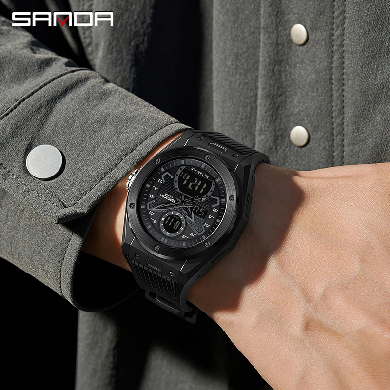 SANDA Top Brand 2022 New Men's Watches Sport Military Quartz Watch for Men Digital Watch 30M Waterproof Clock Relogio Masculino 6