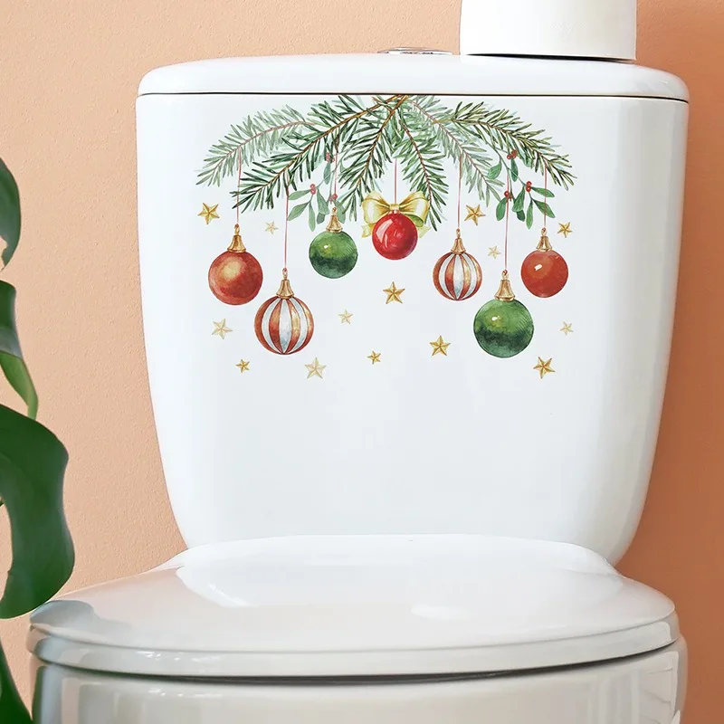 Christmas leaf light bulb stickers Children's room toilet stickers Home decor wall Self-adhesive