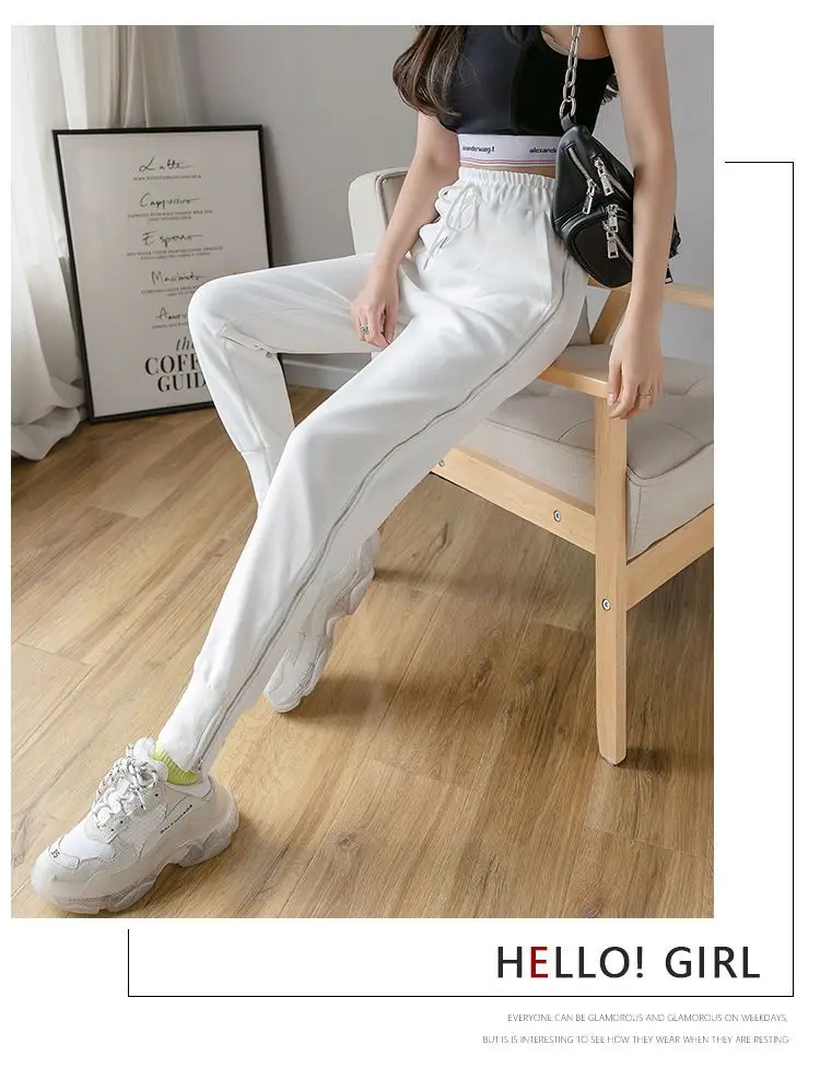 Frauen Zipper Harem Hosen Lose Streetwear Jogginghose Casual Leggings Mode Koreanische Weibliche Cargo Hosen Womnn Hip Hop Hosen – Detail 5