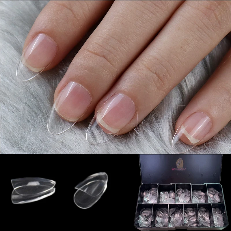 

XXS Almond Shape 504pcs/Box Clear UV Gel Tips Extension Soft Capsule Press On Maincure Nails