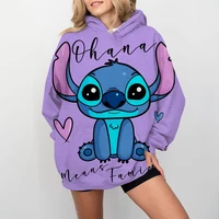 Disney Stitch print Cartoon Hooded Sweater Jacket Clothes Hoodie Oversize Design Feeling Loose and Comfortable 1