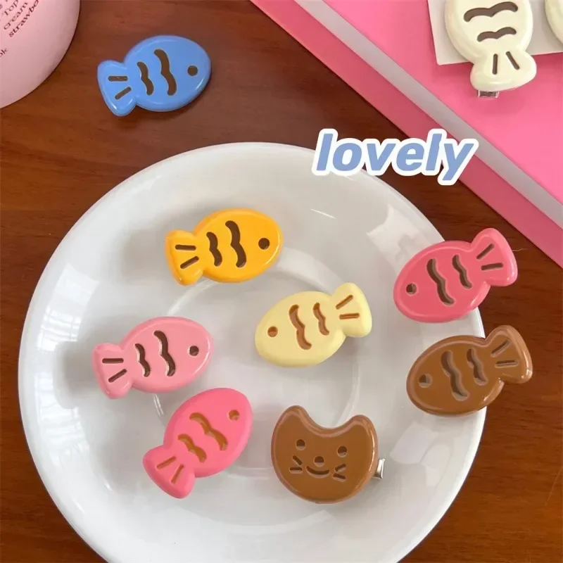 

Cat Fish Pattern Mini Clips for Girls Ins Fashion Bangs Side BB Clip Candy Color Snapper Barrette Hair Clips Hair Styling Tools