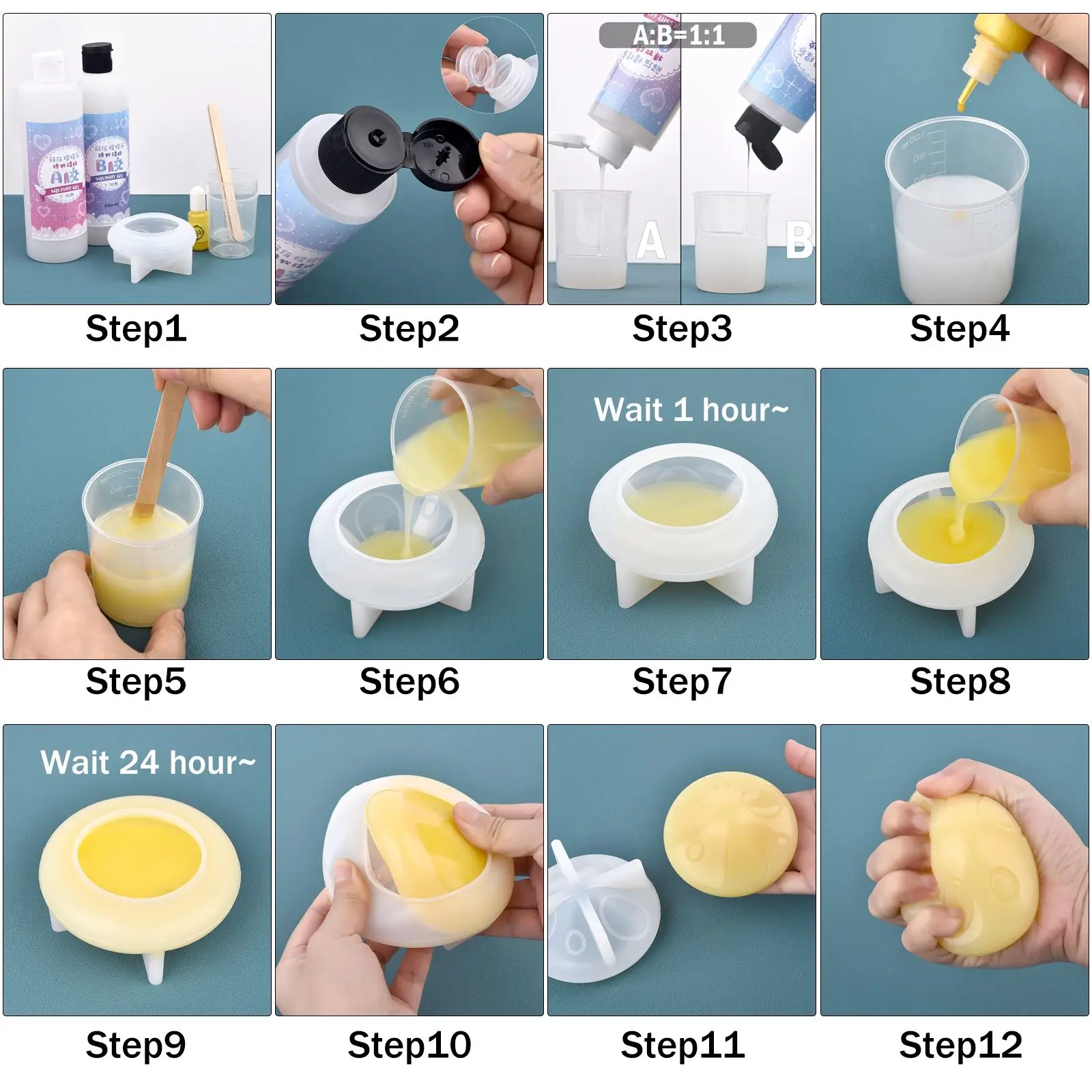 100/240/500/1000ML 1:1 AB Squishy Resin Gel Soft Liquid Squishy Making Kits DIY Decompression Squeezing Toys Gift Resin Glue uv resin glue uv bonding glue kit