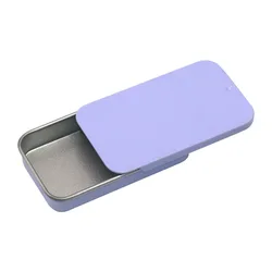 Compact Rectangular Tin Storage Box for Jewelry, Pills, and Cosmetics (Purple)