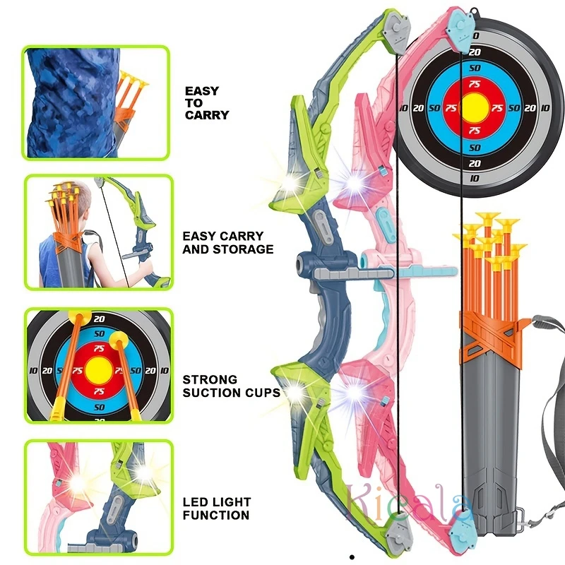 Kids Bow and Arrow Light-up Archery Set For Kids Toy For 3 4 5 6 7 8 9 10 11 12 Years Old Boys Girls Shooting Toy Christmas Gift 5
