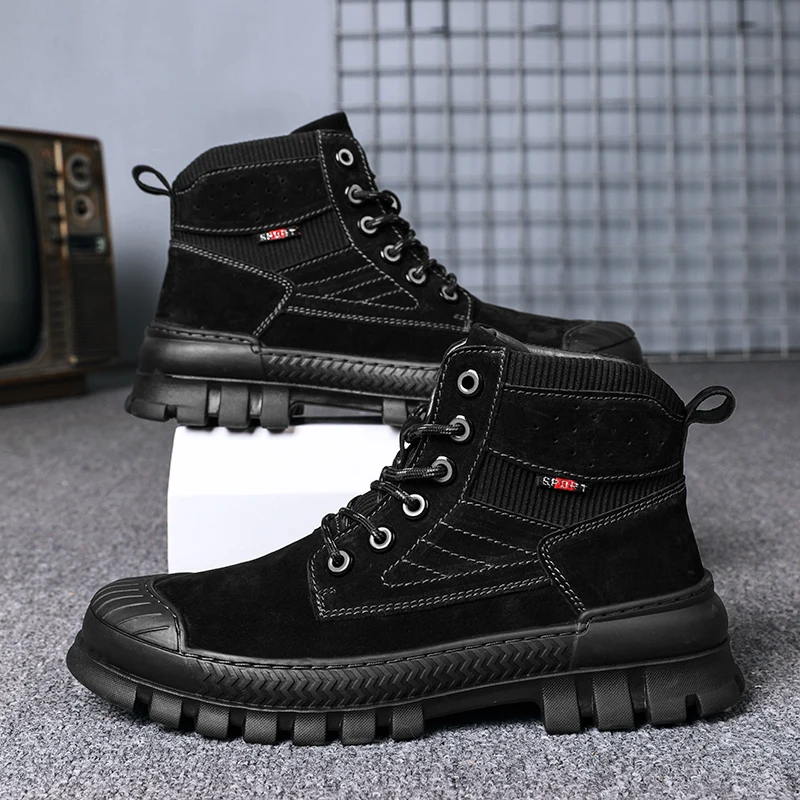 

Men Desert Tactical Military Boots Mens Working Safty Shoes Army Combat Boots Men Shoe Boots Men Winter Plush Snow Boots Tooling