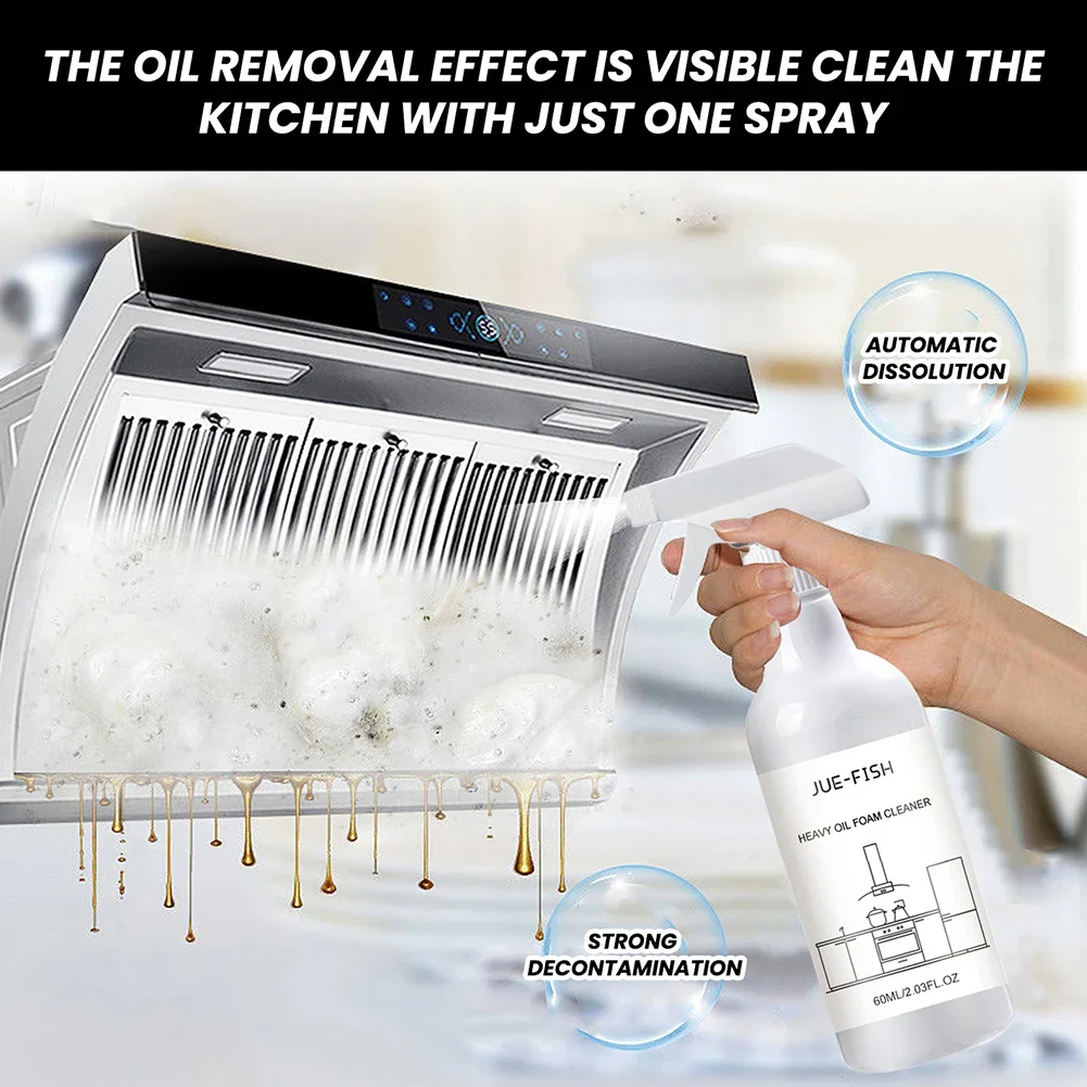60ml Heavy Oil Foam Cleaner Multipurpose Splash Spray Cleaner Sponge & Cloth Grease for Cleaning Grills Ovens kitchen cleaner spray