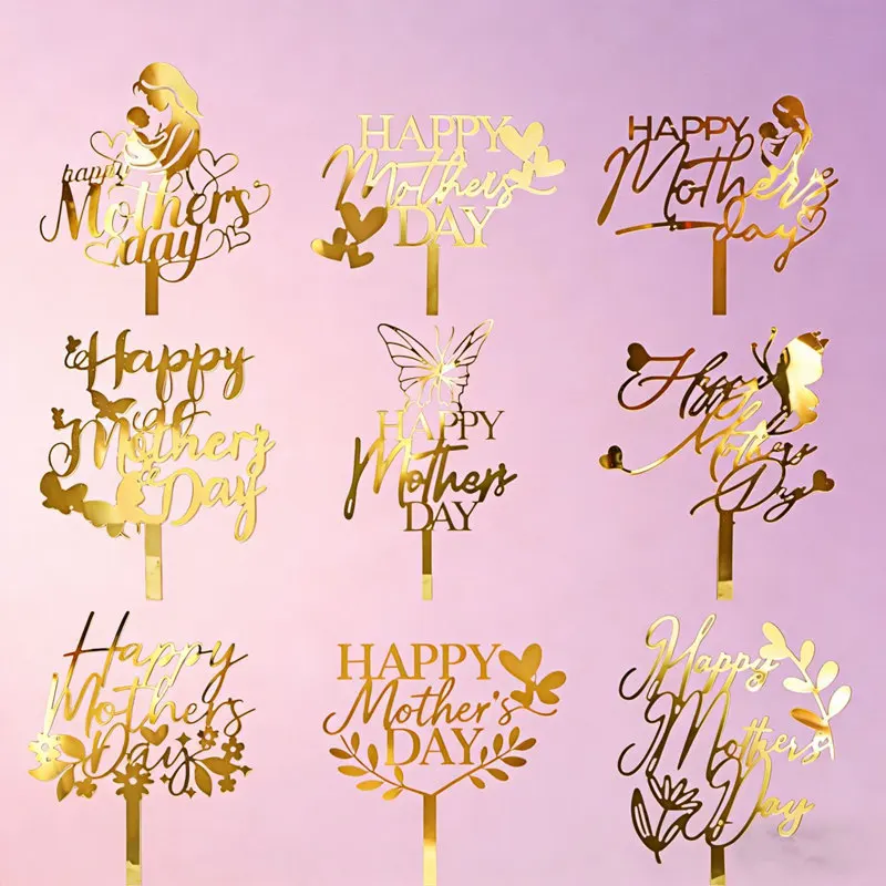 Elegant Gold & Red Acrylic MOM Cake Topper - Perfect for Mother's Day Celebrations & Birthday Parties