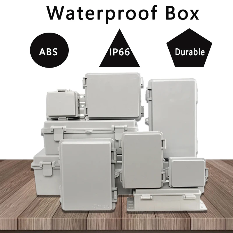 Waterproof Abs pc Plastic Junction Box com Dobradiça Buckle Shell de Proteção Outdoor Seal Power Case Caixa de Distribuição Ip66