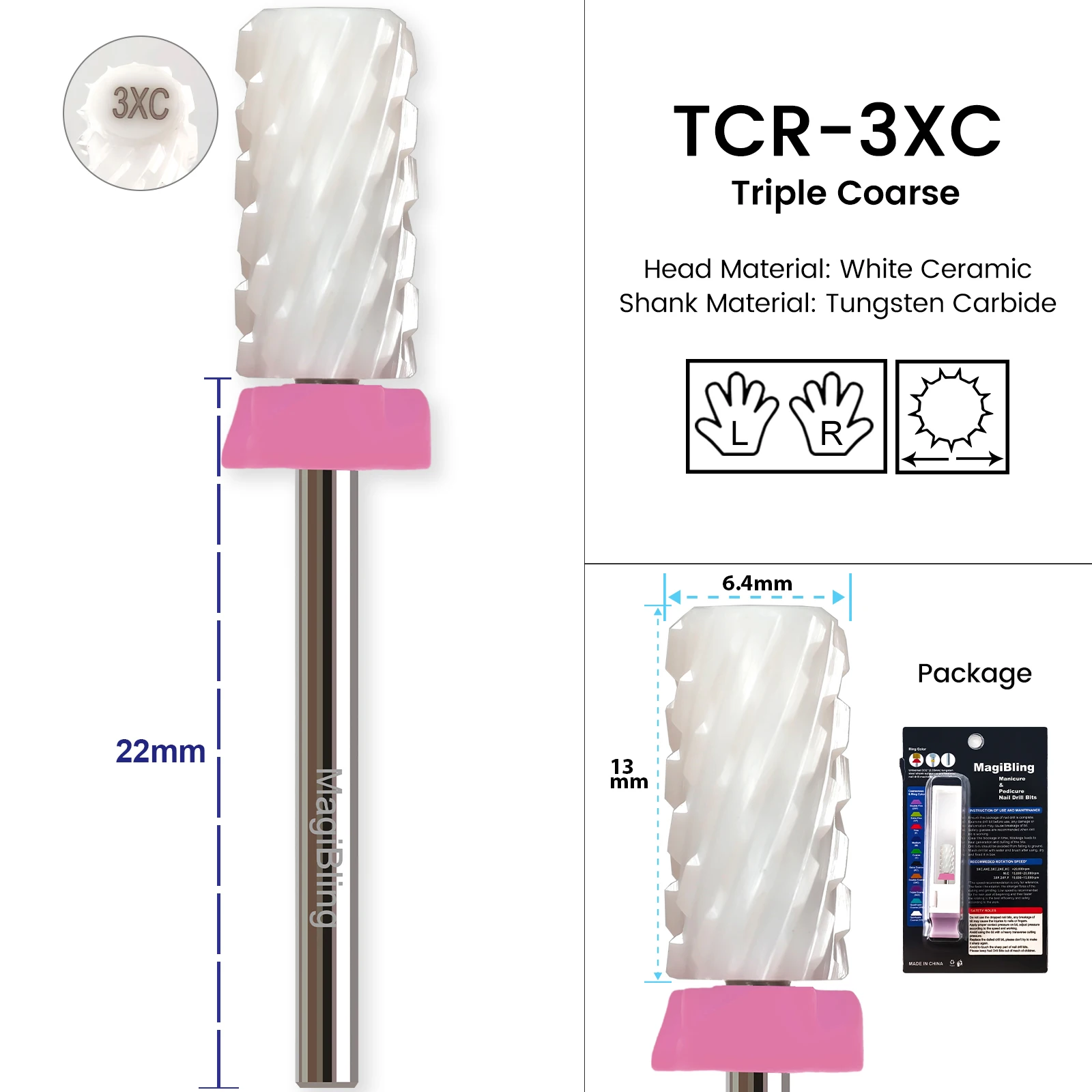 Ceramic Carbide Nail Drill Bit - Pink Manicure Polishing Tool