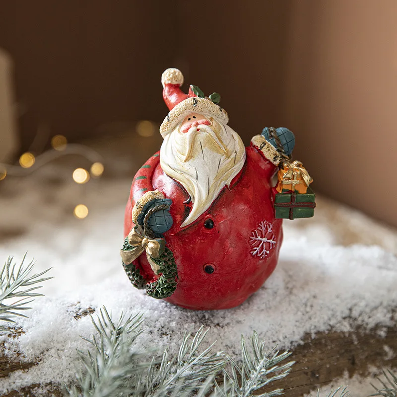 Christmas Painted Resin Santa Claus Gnome Ornaments Christmas Decorations Accessories Desktop Scene Layout Props
