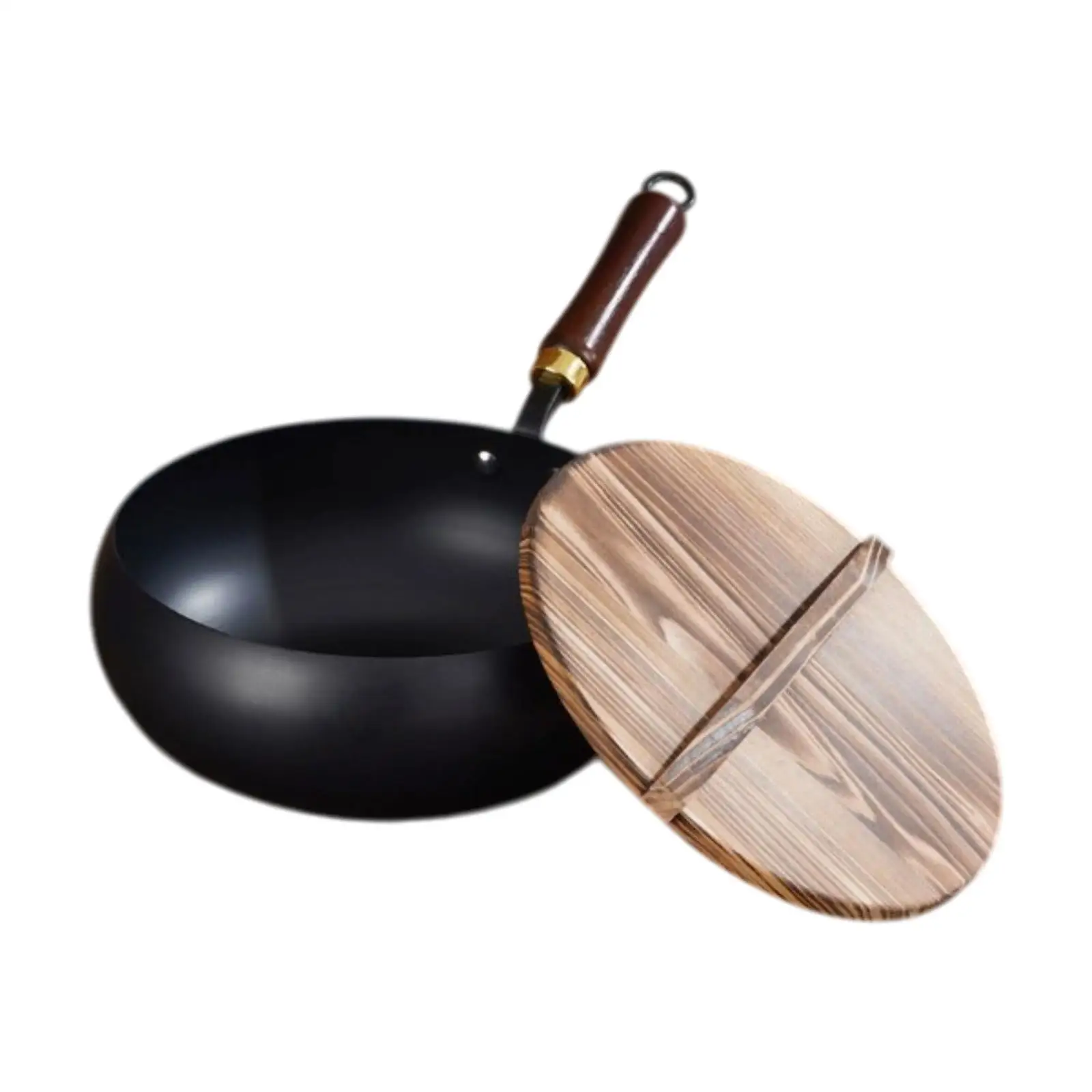 Nonstick Wok, Chinese Wok, Flat Bottom Cookware Stir Fry Pan with Wooden Lid for Kitchen Home Restaurant Nonstick Wok, Chinese Wok, Flat Bottom Cookware Stir Fry Pan with Wooden Lid for Kitchen Home Restaurant