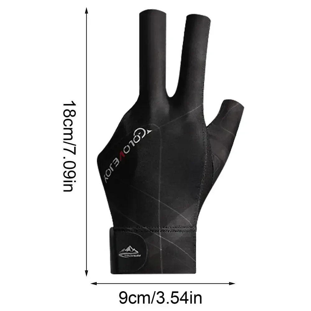 1pc Open Finger Billiard Gloves Breathable Polyester Snooker Pool Glove Adjustable Sticker Smooth Soft Lightweight Amateur Train
