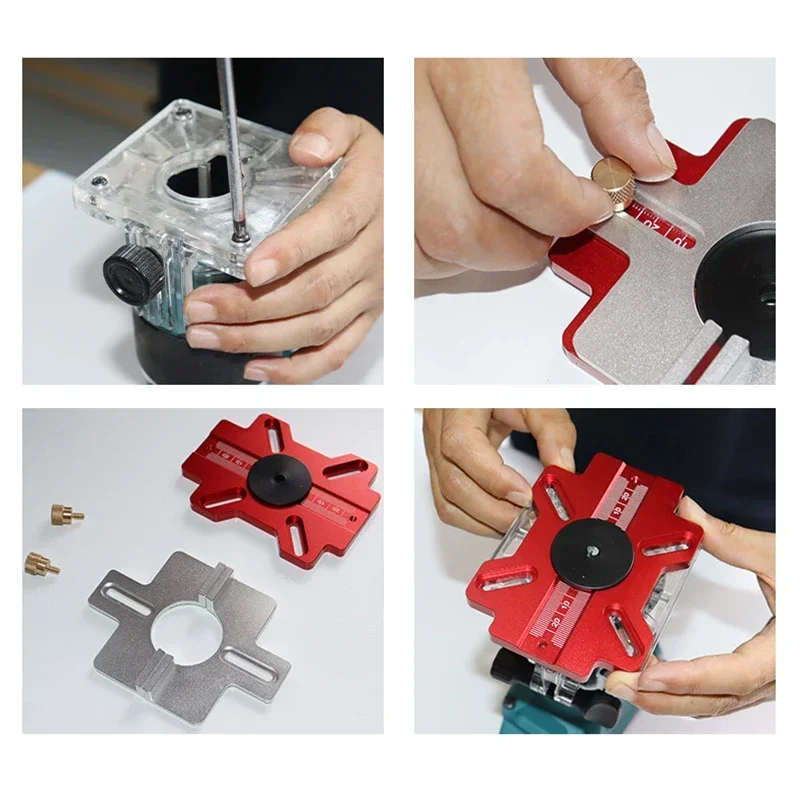 Woodworking 2-in-1 Slotted Invisible Fastener Slotting Bracket Router Base Mortising Jig Trimmer Router Tool Fastening Bracket