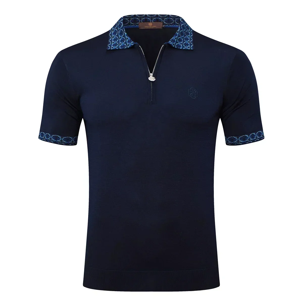 OECHSLI polo shirt silk men 2025 New Straight breathable elastic short sleeve thin zipper quality big size M-5XL
