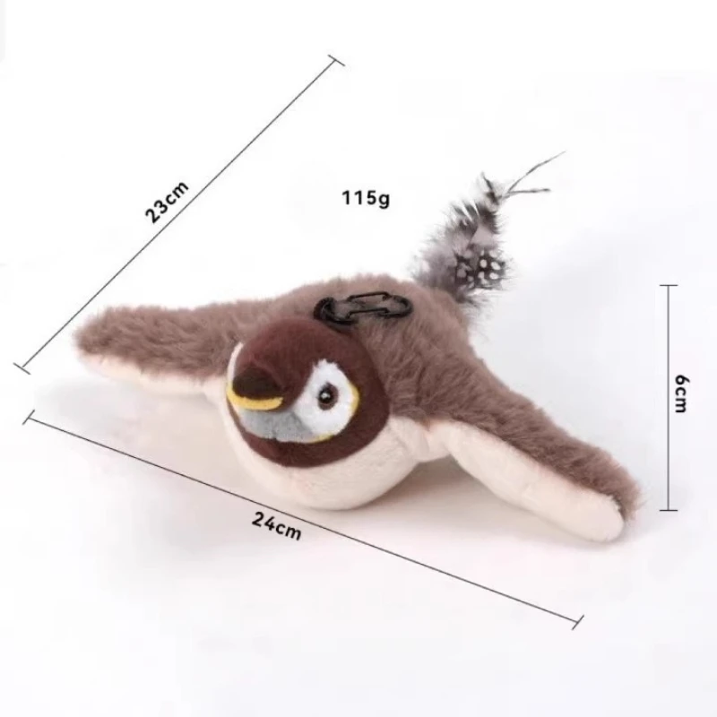 KittyNook Cat Co. Squeaky Plush Cat Toy, 24x23x6cm, 115g—stimulates your cat’s mind with soft brown wings and white belly.