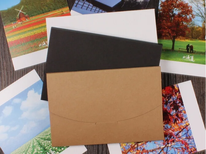 10Pcs 3 Colors Vintage Blank Kraft Paper DIY Multifunction Envelope postcard box Package paper Wedding Invitation