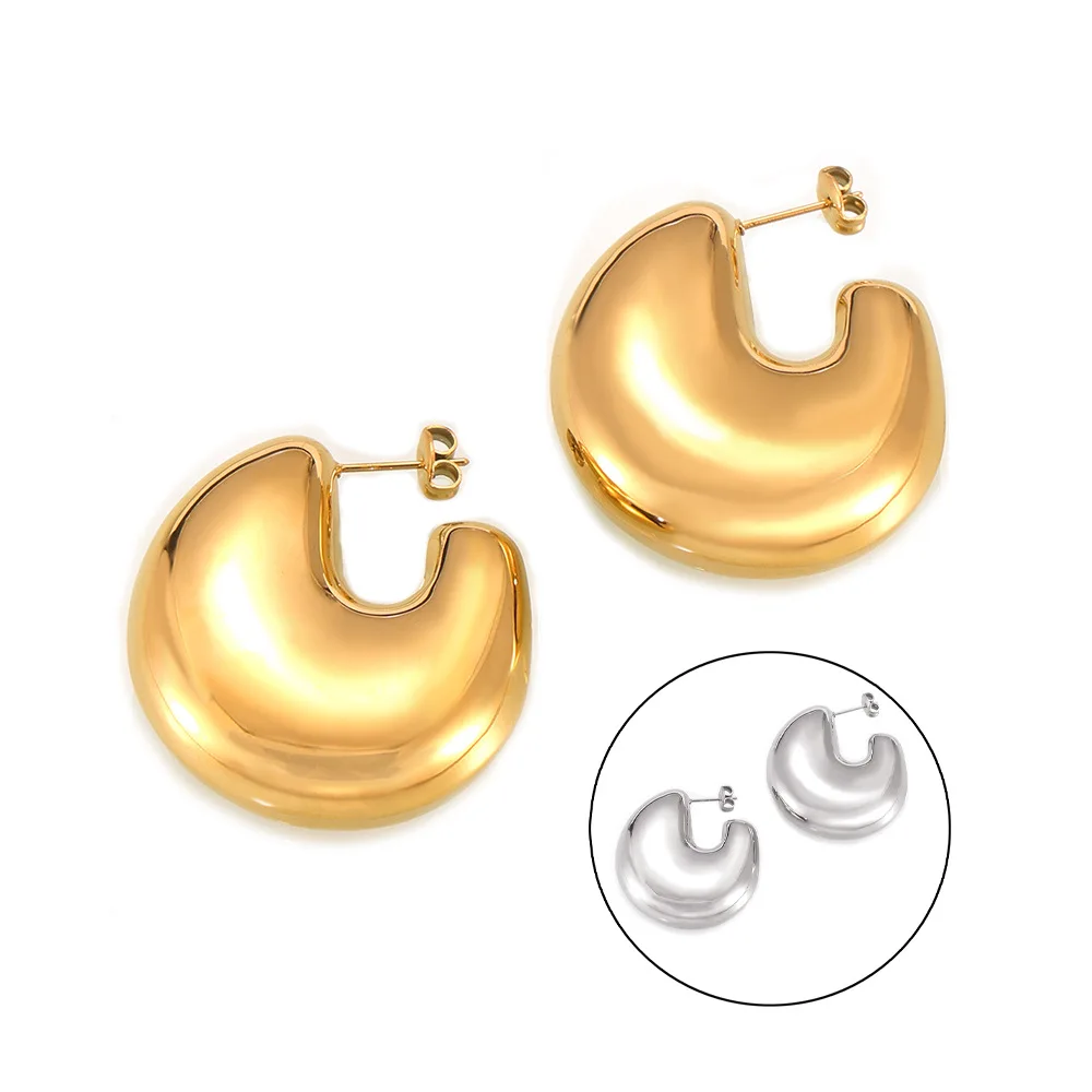 Neue 316l Edelstahl Creolen Damen glänzend Luxus vergoldet große Ohrringe wasserdichten Schmuck Geschenk Großhandel