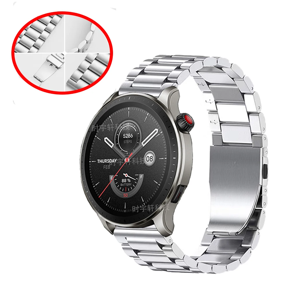 

For Amazfit GTR 4 Wrist Strap 22mm Metal Stainless Steel Watchband For Xiami Amazfit GTR 3 Pro / 2 2E / 47mm / Stratos Bracelet