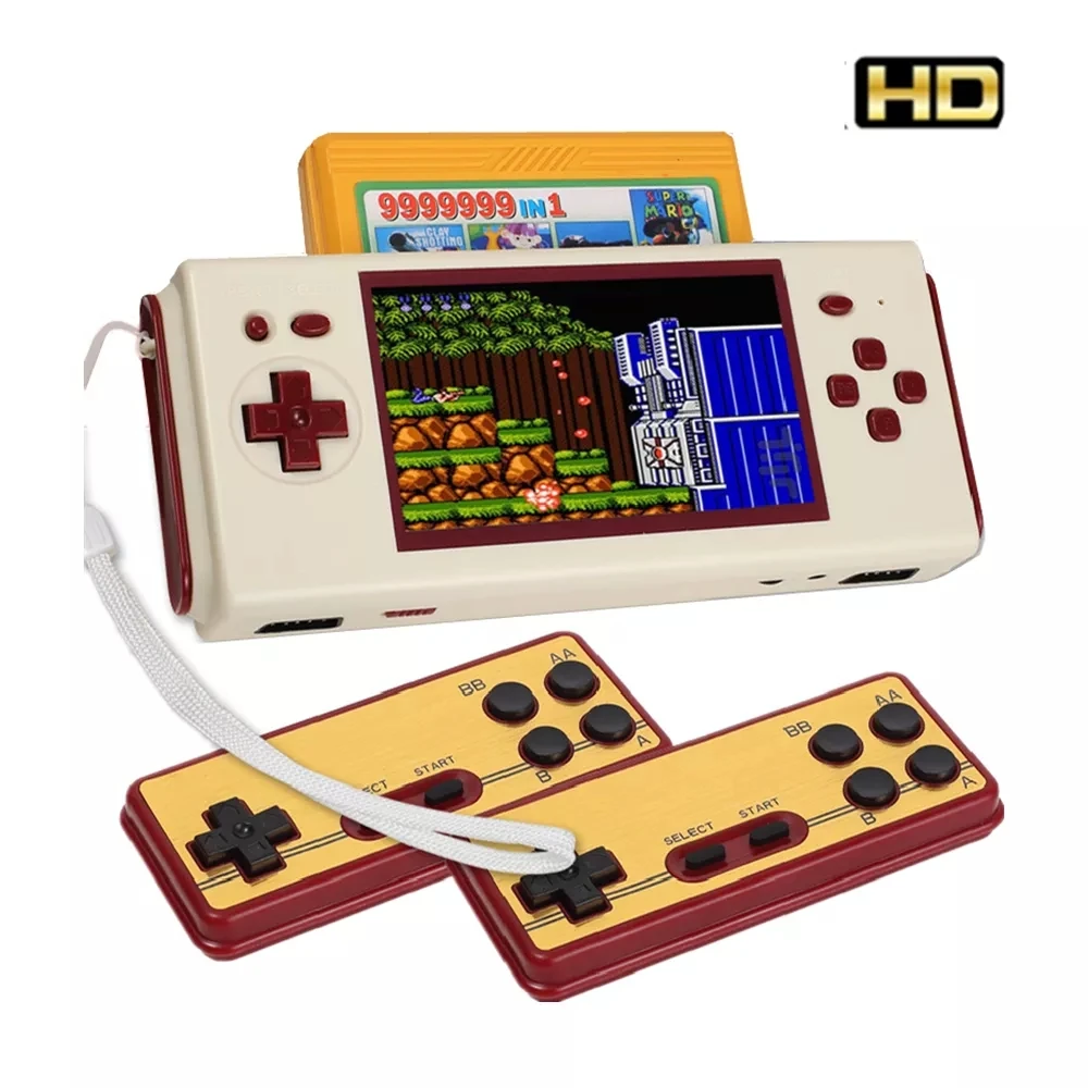 2022 Console Di Gioco Portatile Nostalgic Built-In 112 Giochi 4.3 Pollici Hd Grande Schermo Compatibile Con Fc Yellow Multi Cartridge