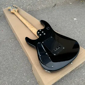 black and purple electric guitar
