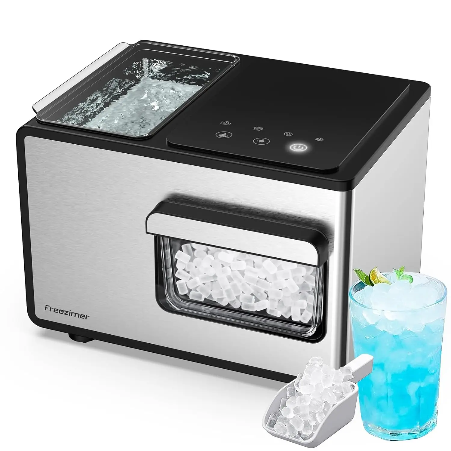 

Dreamice X3 | Аппарат для производства льда Nugget, столешница 40 фунтов/24 часа с жевательным ультразвуковым льдом с функцией самоочистки, удобный для детей дизайн