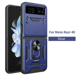 Ultimate Heavy Duty Rugged Shockproof Phone Case with Magnetic Holder and Bracket for Pc + tpu (Blue)