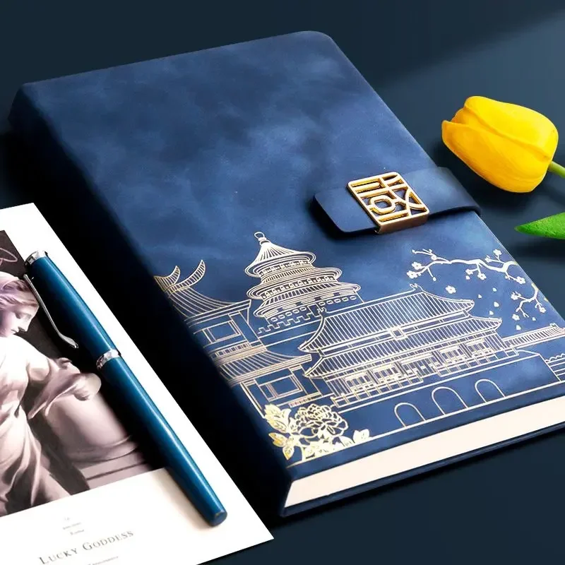 

Утолщенные простые минуты, блокнот. cuaderno. Деловой кожаный китайский блокнот для встреч, плотный блокнот в стиле ретро,