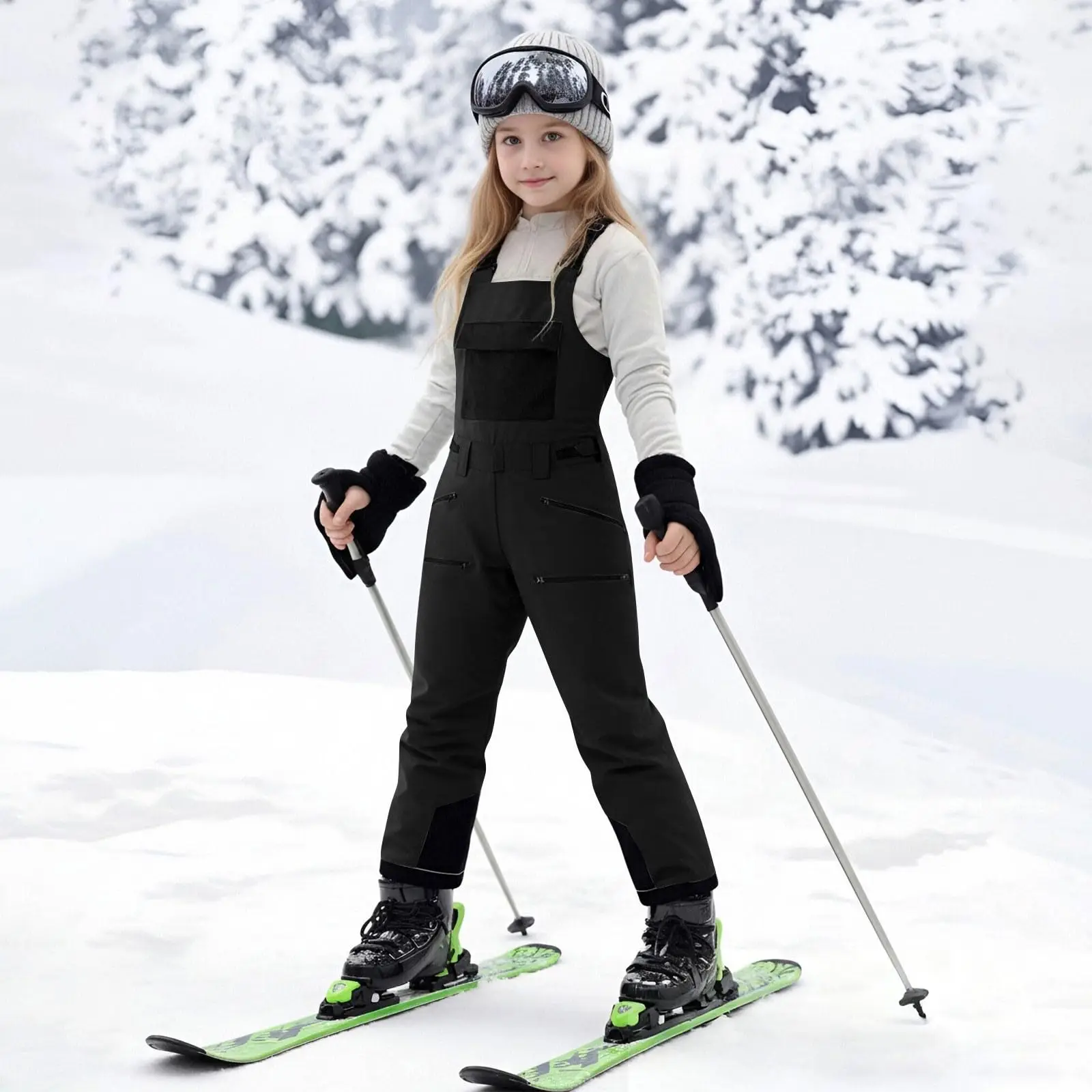 Kids Ski Bib Pants Waterproof Windproof Multiple Colors Snowboard Overalls for Winter Snow Sports Outdoor Vacation Overalls